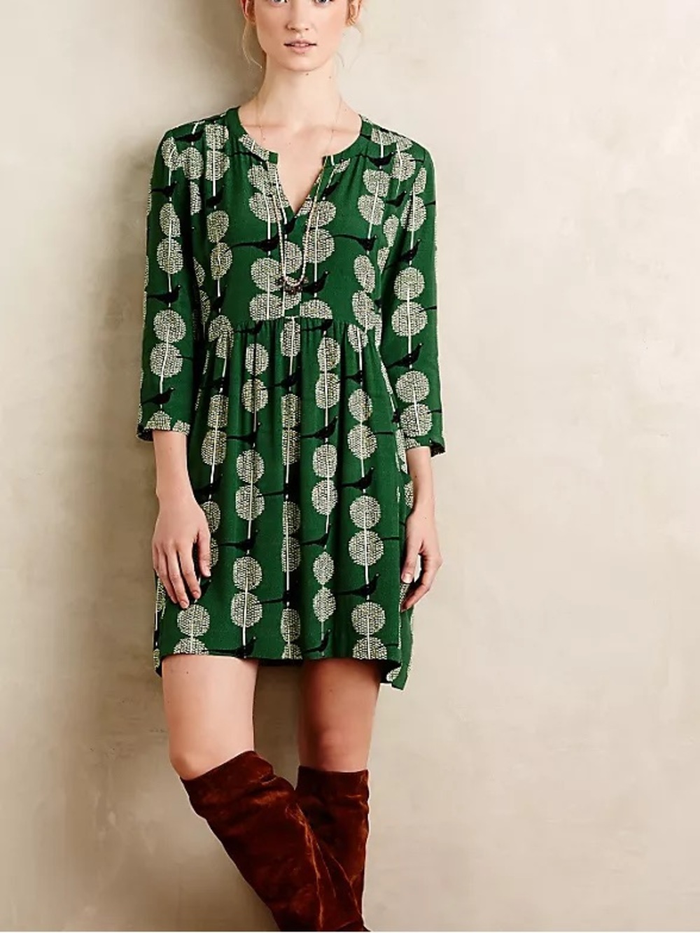 Anthropologie Maeve Green and Navy Devrey Shirt Dress!